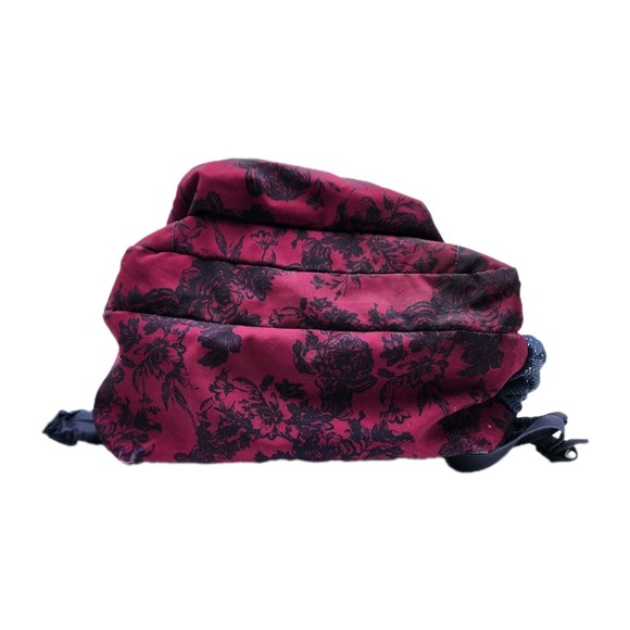 Vintage Jansport Superbreak Backpack Maroon With Navy Floral Graphics Fall 2015 - Picture 7 of 16